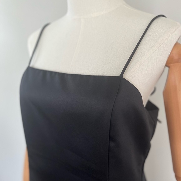 Vintage Scott McClintock Dress Black Satin Formal Midi Length Bow Details 12P - Picture 5 of 16